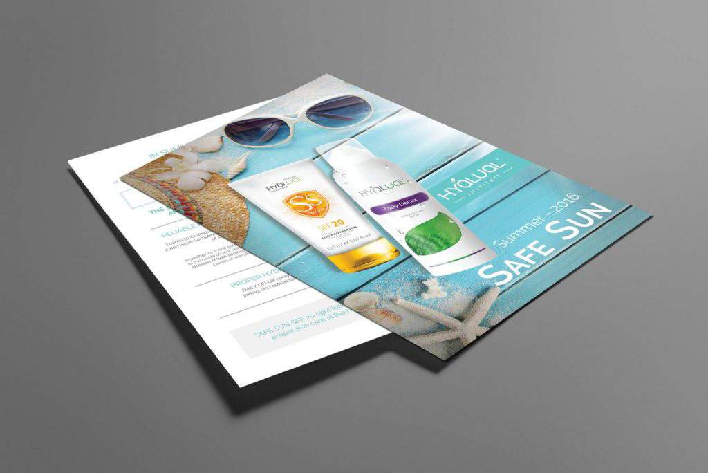 Flugblatt-Design für Daily Delux Gesichtsspray und Sonnencreme